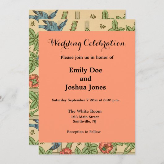 Invitation William Morris Trellis Design classique de papier  (Devant / Derrière)