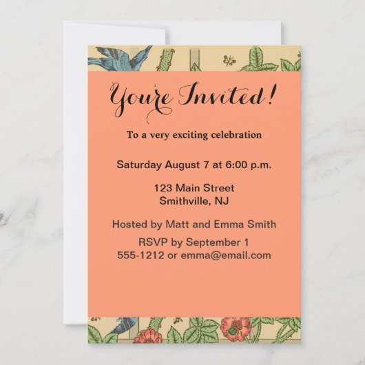 Invitation William Morris Trellis Design classique de papier (Devant)