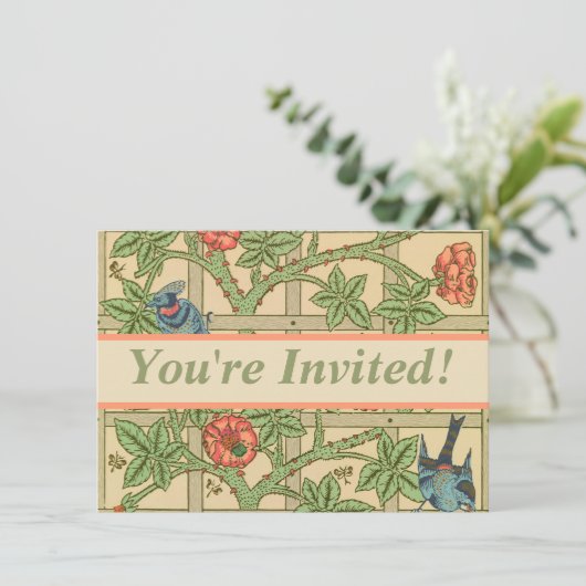Invitation William Morris Trellis Design classique de papier  (Debout devant)