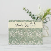 Invitation William Morris tulip fond textile vert (Debout devant)
