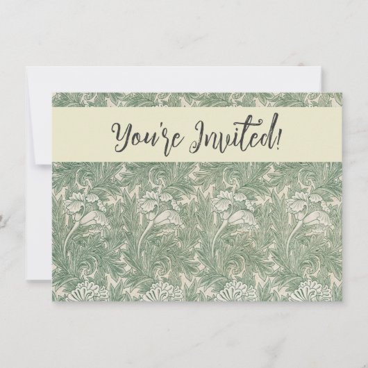 Invitation William Morris tulip fond textile vert (Devant)