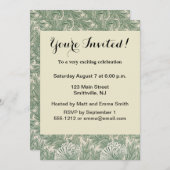 Invitation William Morris tulip fond textile vert (Devant / Derrière)