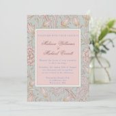 Invitation William Morris, Tulipes sauvages roses Mariage ble (Debout devant)