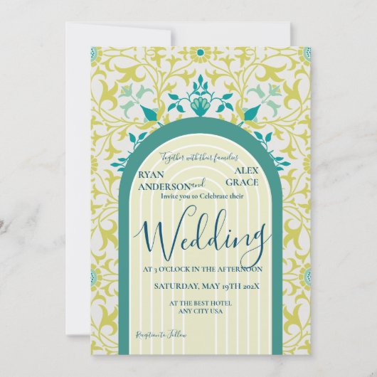 Invitation William Morris Vine Art Nouveau (Devant)