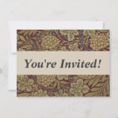 Invitation William Morris Vine Grappe Rouge Vert Art (Devant)