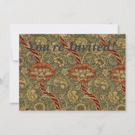 Invitation William Morris Wandle Anglais Floral Damask Design (Devant)