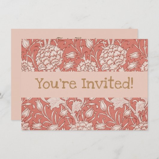 Invitation William Morris Wild Tulip Classique Conception Vic (Devant / Derrière)