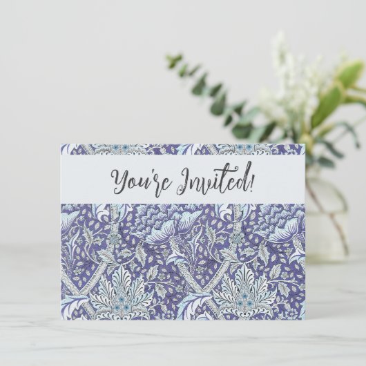 Invitation William Morris Windrush fleurs bleues (Debout devant)