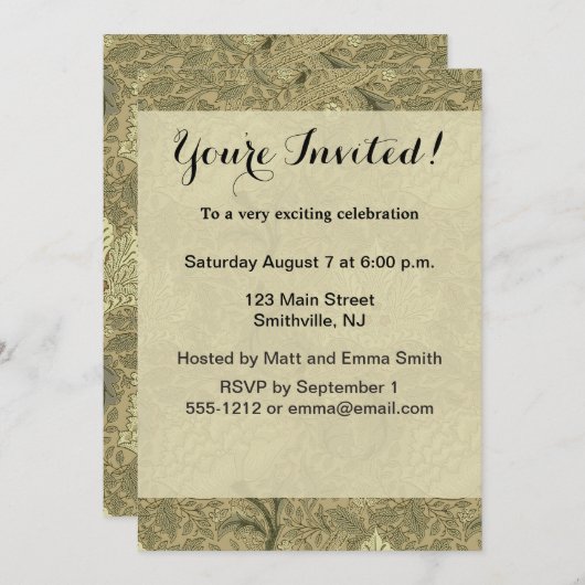 Invitation William Morris Windrush Motif de fond d'écran (Devant / Derrière)