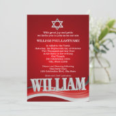 Invitation William Steel Wave Red Bar Mitzvah (Debout devant)