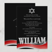 Invitation William Steel Wave Red Bar Mitzvah (Devant / Derrière)