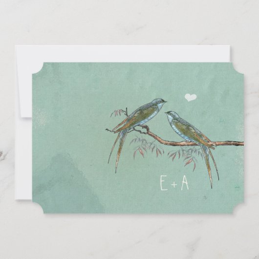 Invitation Willow Tree Grove Green Blue Inséparable Mariage (Dos)