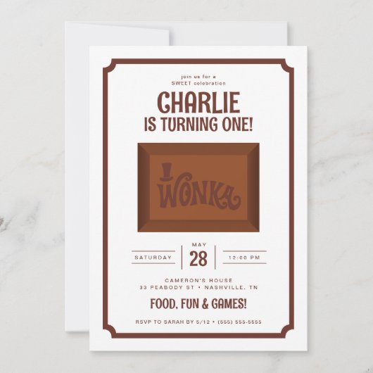 Invitation Willy Wonka & Chocolate Factory Anniversaire (Devant)