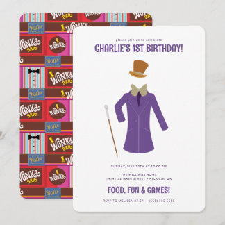 Invitation Willy Wonka & Chocolate Factory Anniversaire