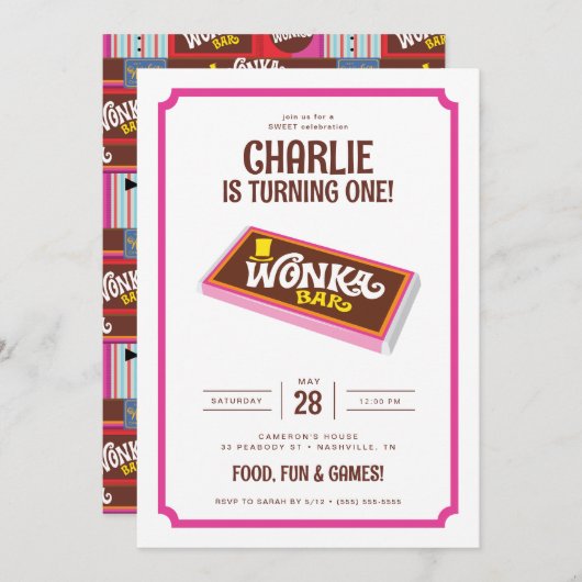 Invitation Willy Wonka & Chocolate Factory Anniversaire (Devant / Derrière)