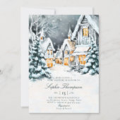 Invitation Winder Wonderland Aquarelle Neige Baby shower froi (Devant)