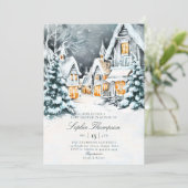 Invitation Winder Wonderland Aquarelle Neige Baby shower froi (Debout devant)
