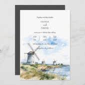 Invitation Windmills rustiques côtiers Vue mer Mariage arrièr (Devant / Derrière)
