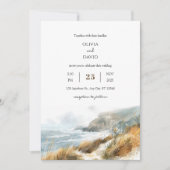 Invitation Windswept Cliffs Coastal Trail View Beach Wedding (Devant)