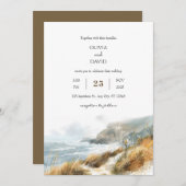 Invitation Windswept Cliffs Coastal Trail View Beach Wedding (Devant / Derrière)