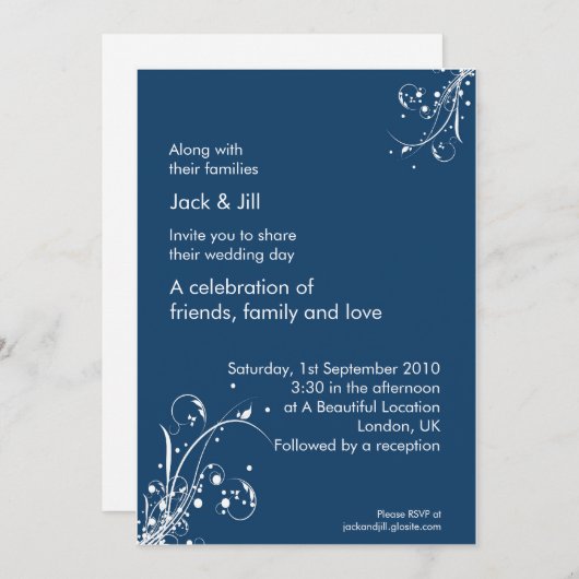 Invitation Windwhisp (bleu orageux) 5x7 (Devant / Derrière)