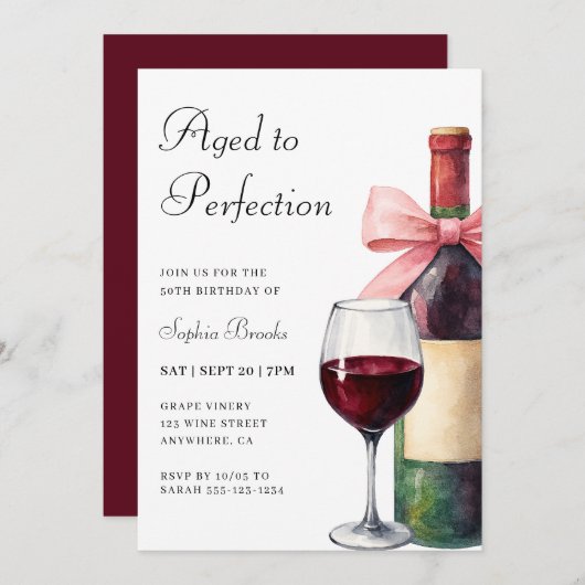 Invitation Wine Aged To Perfection 50th Birthday Party (Devant / Derrière)