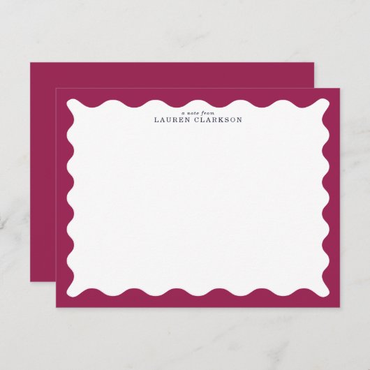 Invitation Wine Berry Wavy Frame Note Card (Devant / Derrière)