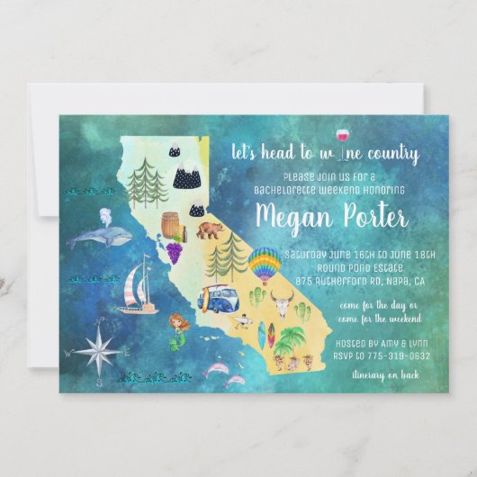 Invitation Wine Country Bachelorette Week-end (Devant)