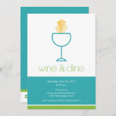Invitation Wine et dinez l'invitation de partie (Devant / Derrière)