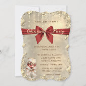 Invitation Wine Glass Bow Gold Christmas Corporated Party (Devant)