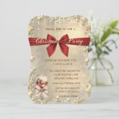 Invitation Wine Glass Bow Gold Christmas Corporated Party (Debout devant)