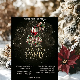 Invitation Wine Glass Fireworks Christmas Company