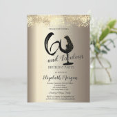 Invitation Wine Glass Gold Confetti 60th Birthday (Debout devant)