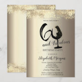 Invitation Wine Glass Gold Confetti 60th Birthday (Devant / Derrière)