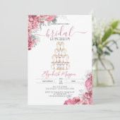 Invitation Wine Glass Pink Roses Bridal Luncheon (Debout devant)