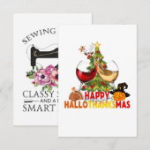Invitation wine glass thankgiving funny wine happy hallothank (Devant / Derrière)
