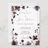 Invitation Wine Red Plum Mauve Fall Floral Wedding (Devant)