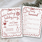 Invitation Wine Tasting Holiday Party Hand Drawn Whimsical