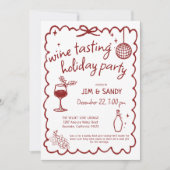 Invitation Wine Tasting Holiday Party Hand Drawn Whimsical (Devant)