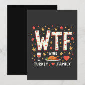 Invitation WIne Turquie Famille drôle Thanksgiving (Devant / Derrière)