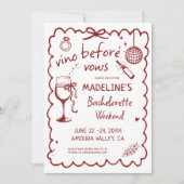 Invitation Winery Bachelorette Vino Before Vows Red Itinerary (Devant)