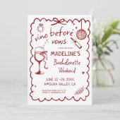 Invitation Winery Bachelorette Vino Before Vows Red Itinerary (Debout devant)