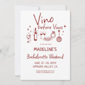 Invitation Winery Bachelorette Wine Tasting Red Itinerary (Devant)