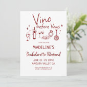 Invitation Winery Bachelorette Wine Tasting Red Itinerary (Debout devant)