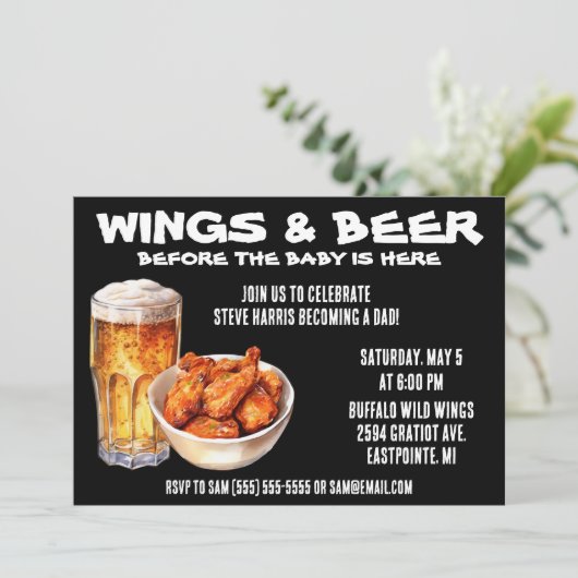 Invitation Wings & Beer Before Baby is Here! Papa Baby shower (Debout devant)