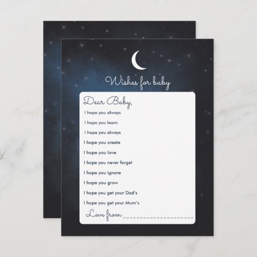 Invitation Wings for Baby shower Game Card (Devant / Derrière)