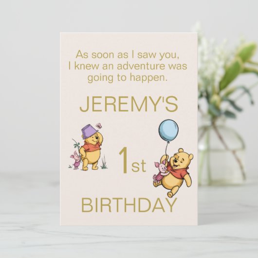 Invitation Winnie The Pooh Première Aventure d'anniversaire (Debout devant)