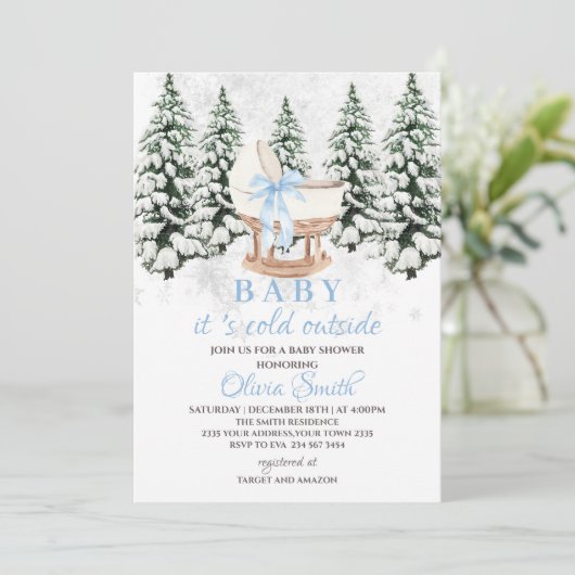 Invitation Winter Baby It's Cold Outside Baby Shower (Debout devant)