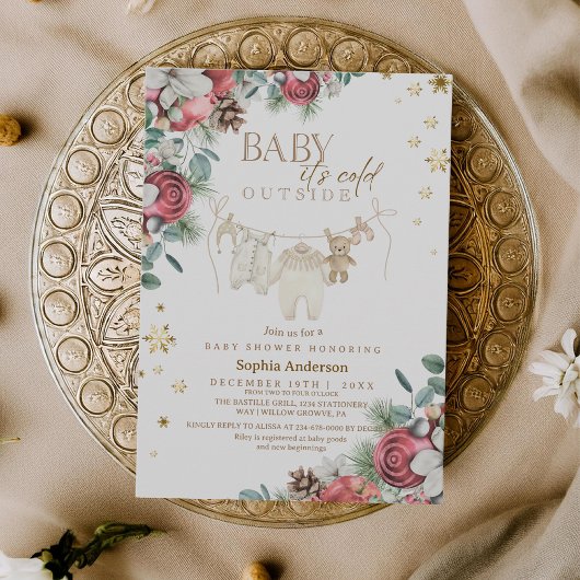 Invitation Winter Baby it's Cold Outside Christmas Shower 