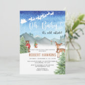 Invitation Winter Baby Son froid dehors Baby shower garçon (Debout devant)